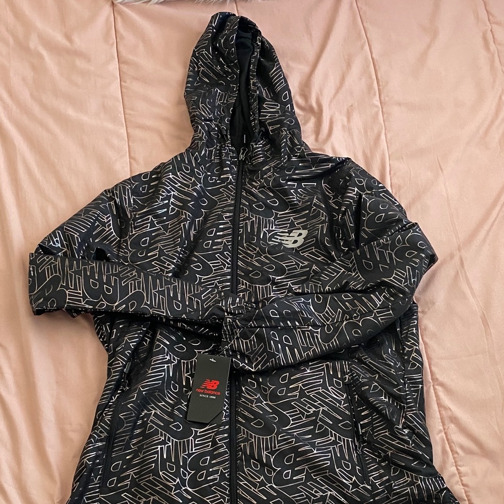 New Balance Black and Gray Logo Jacket